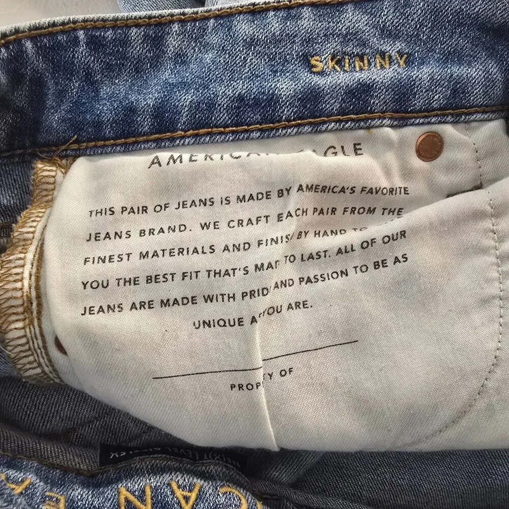 American Eagle Jeans Men's 30 x 32 Blue Skinny Distressed Next Level AirFlex